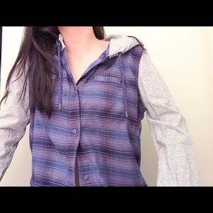 A Plaid Button Up Hoodie